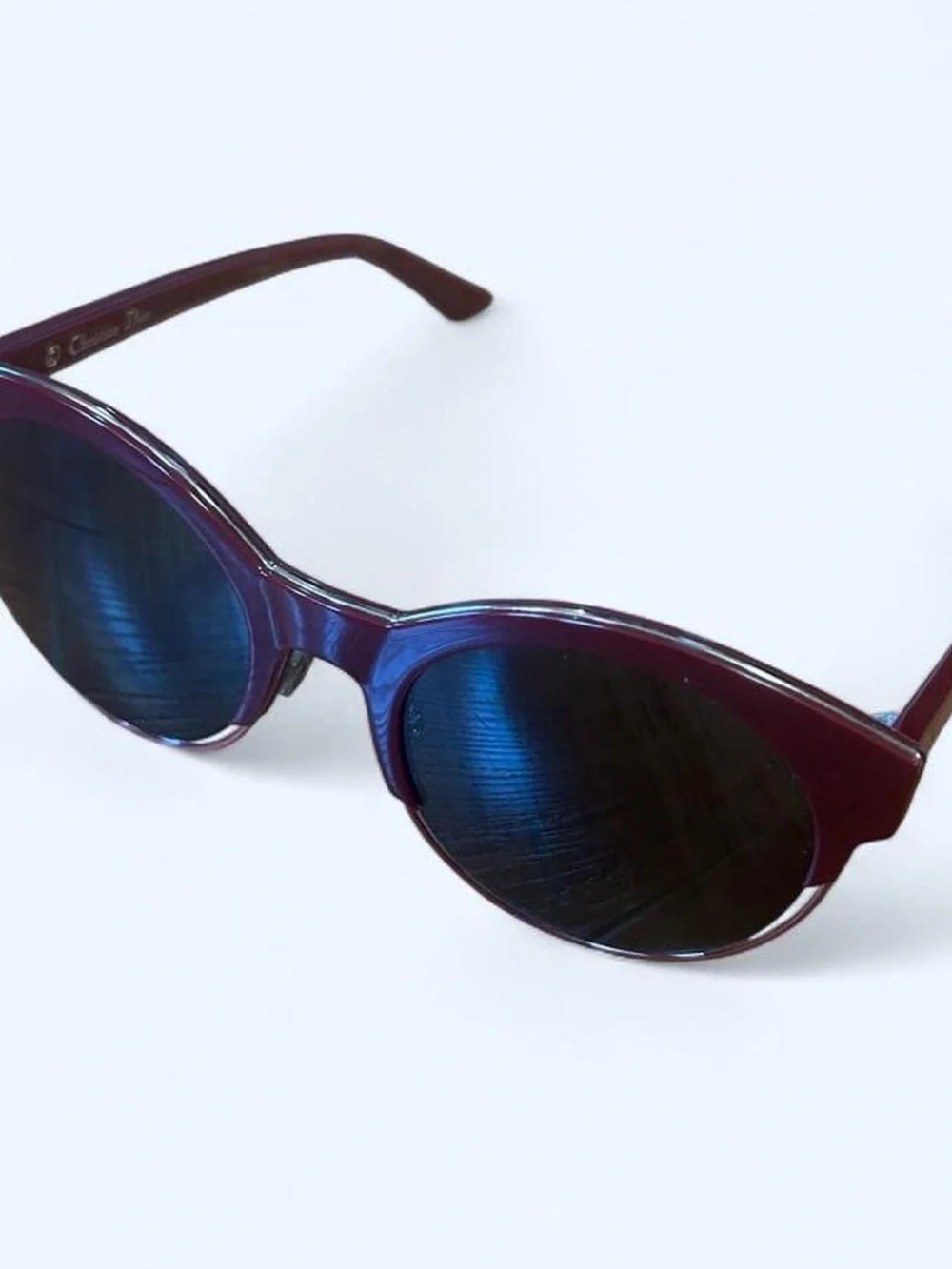 Dior Women's Round Sunglasses in Deep Red with Dark Lenses
